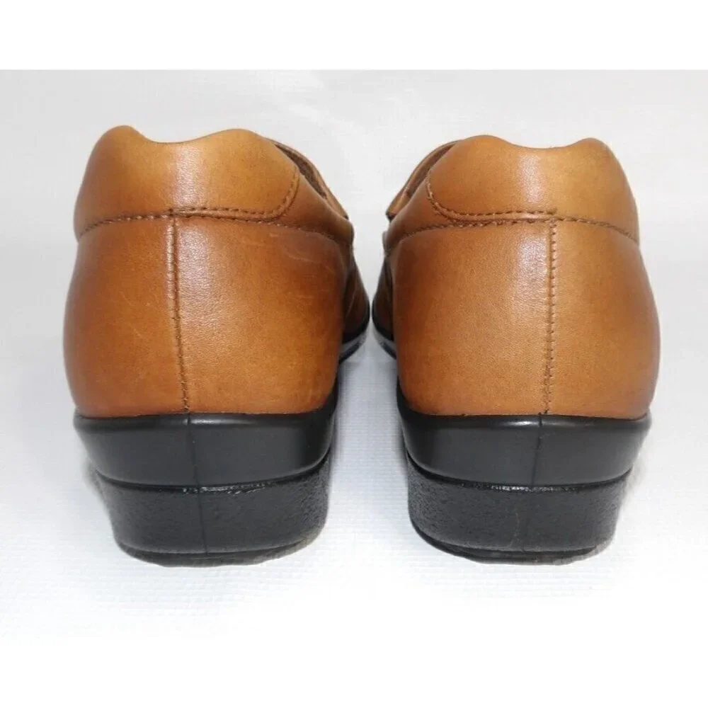 ECCO brown leather loafers wedge heel women's size 41 US 10